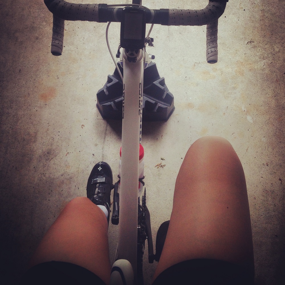 Riding the trainer in the garage on a rainy day...