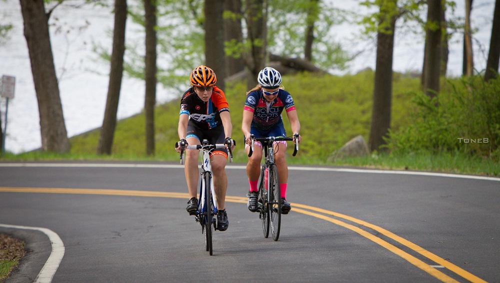Another racer and I getting dropped at the 2015 Bear Mountain Road Race. A humbling experience for sure.