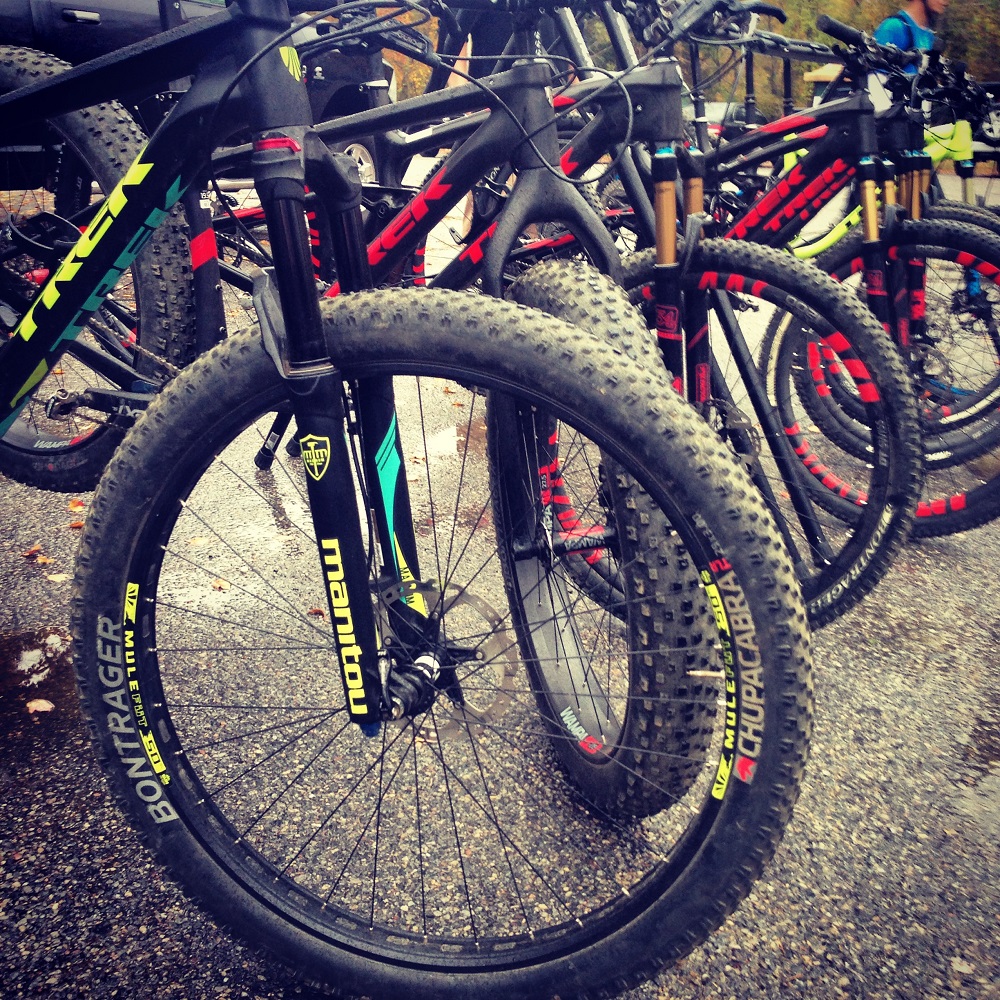 A wide array of Trek mountain bikes