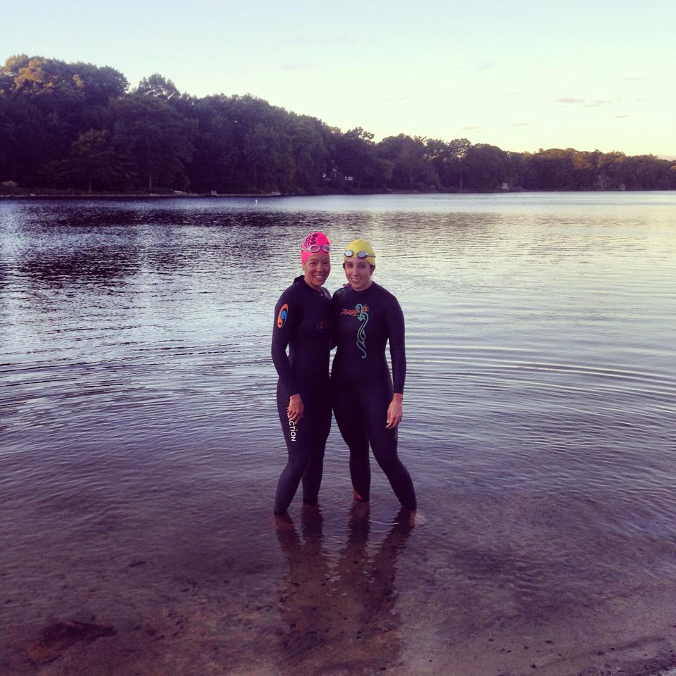 Make sure you don't swim in the open water alone. Find a friend or group to train with in the open water.