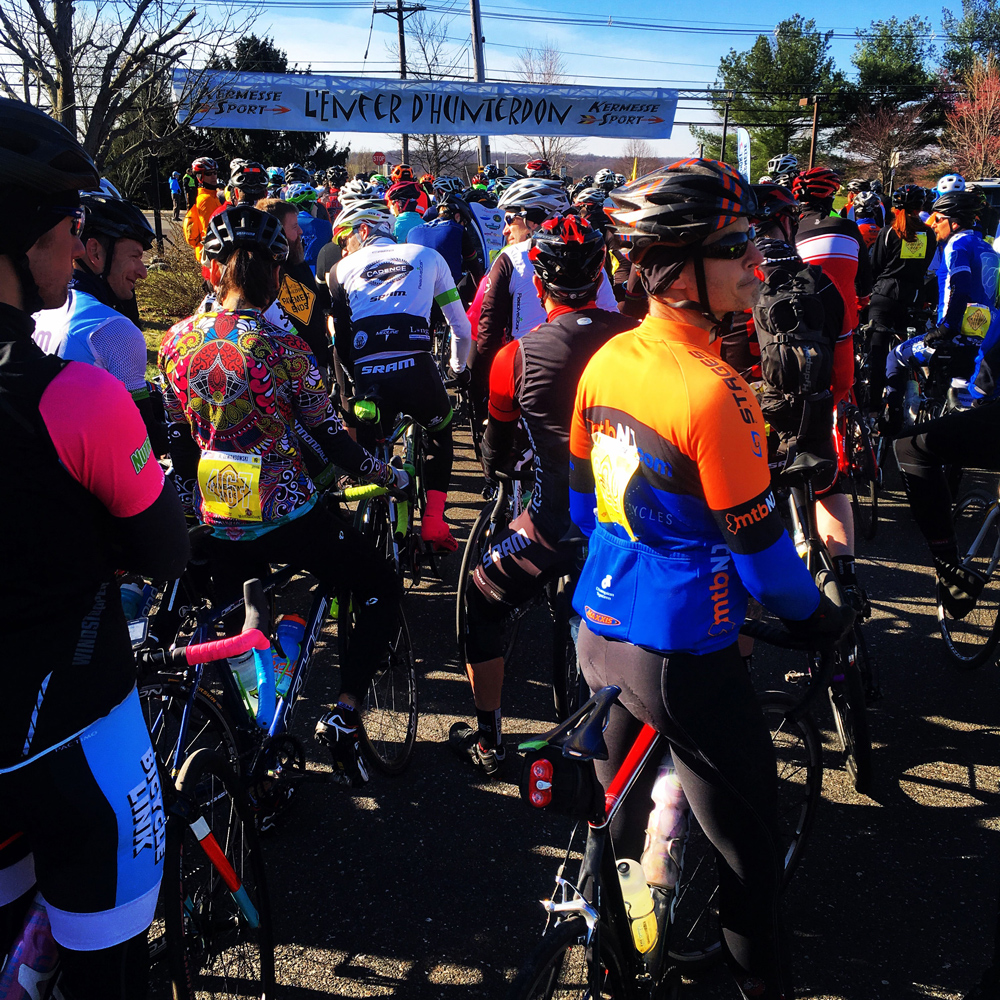 The 800 cyclists who rushed to sign up for this event wait patiently for the start.