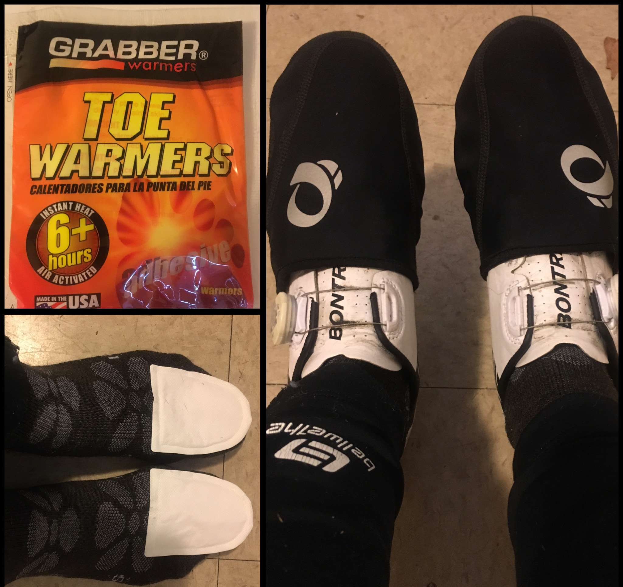 Toe covers and toe warmers are inexpensive ways to help keep your feet warm.